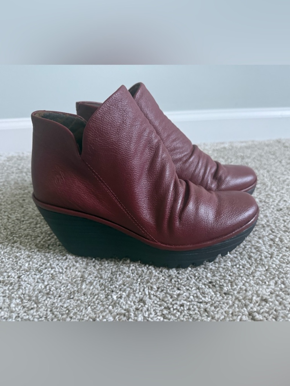 Fly London Yip ankle booties-red leather size 38 (7-7.5 US)
